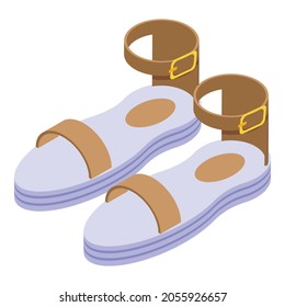 Fashion sandals icon. Isometric of fashion sandals vector icon for web design isolated on white background