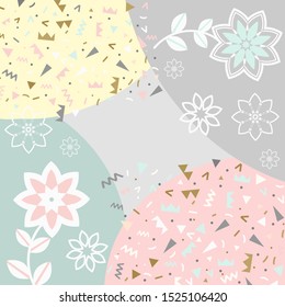 Fashion scarf pattern-vector illustration. Pastel colores abstracto ornamentum in genere Memphis cum floralibus exemplar.