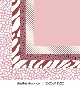 Fashion scarf tribal pattern-vector illustration. Border of different textures.
