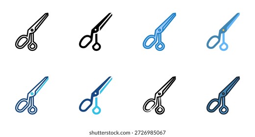 Fashion scissors icons set multiple style collection. Editable stroke 

