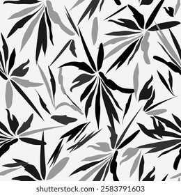 Fashion seamless black and white floral pattern for textile design. Vector illustration