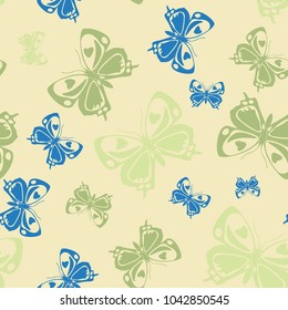 Fashion seamless butterfly iterative background isolated on contrast back layer. Season butterfly repeat theme vector. Wildlife insect fauna backdrop for ceramic tile.