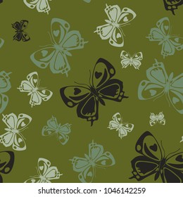 Fashion seamless butterfly iterative texture isolated on contrast back layer. Spring butterfly repeat theme vector. Wildlife insect fauna artwork for advertising.