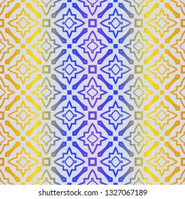 Fashion Seamless Geometric Pattern. Vector Background. For Scrapbooking Design, Printing, Wallpaper, Decor, Fabric, Invitation. Purple yellow gradient.