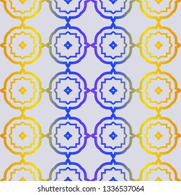 Fashion Seamless Geometric Pattern. Vector Background. For Scrapbooking Design, Printing, Wallpaper, Decor, Fabric, Invitation. Purple yellow gradient.