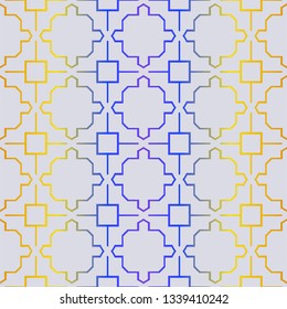 Fashion Seamless Geometric Pattern. Vector Background. For Scrapbooking Design, Printing, Wallpaper, Decor, Fabric, Invitation. Purple yellow gradient.