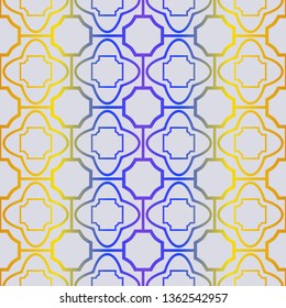 Fashion Seamless Geometric Pattern. Vector Background. For Scrapbooking Design, Printing, Wallpaper, Decor, Fabric, Invitation. Purple yellow gradient.