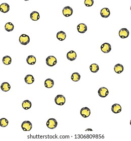 Fashion Seamless Pattern With Abstract Figures Soft yellow and Very dark mostly black color. For design, textile, pattern fills, box, cards, web page background etc. Pattern under the mask. Vector. 
