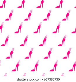 Fashion seamless pattern. Abstract girlish repeated backdrop for fancy textile, clothes, wrapping paper. Set of shoes silfouette. High heels.