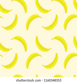 Fashion seamless pattern with banana. Colorful summer vector background. Food backdrop for restaurant or cafe menu, design banner, wrapping paper, wallpaper, print for clothes for boys and girls.