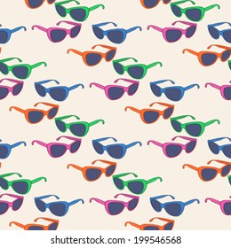 Fashion seamless pattern with colorful  women's glasses. Fashion illustration,vector.