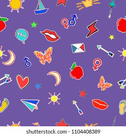 Fashion seamless pattern. Doodle style Love theme. Vector illustration.