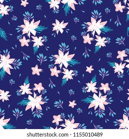 Fashion Seamless Pattern with Exotic Flowers and Leaves 