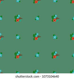 Fashion seamless pattern with feathers, antique roses in a folk bohemian style for stylish fabrics, prints, textile, wallpaper. Trendy floral print. Boho chic millefleurs