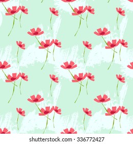 Fashion seamless pattern with flowers. Hand drawn brush hipster pattern in vector.Stylish  brush strokes fantasy print .Speed style art  background.