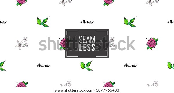Hashtag Natale.Fashion Seamless Pattern Flowers Hashtag Nature Stock Vector Royalty Free 1077966488