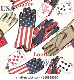 Fashion seamless pattern with gloves 