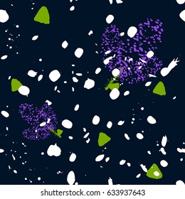 Fashion seamless pattern with lilac and blobs. Pattern ideal for wrapping paper, wallpaper and textiles.