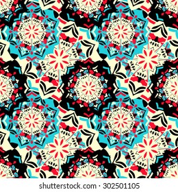 Fashion seamless pattern with mandala, doily round, design elements, circle background,abstract lace decoration