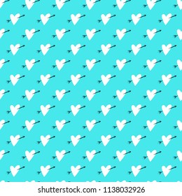 Fashion seamless pattern with pierced heart. Cute valentine's day vector background. Can be used for wrapping paper, design of banner, card, print on clothes. Creative wedding backdrop.