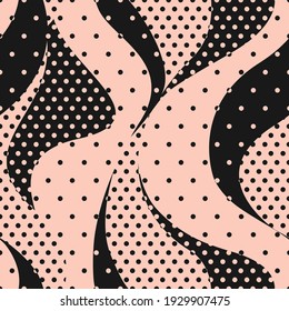 Fashion seamless pattern with polka dots patchwork 