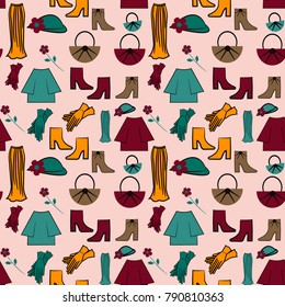Fashion seamless pattern.  Retro fashion design.  Decorative vector  background.