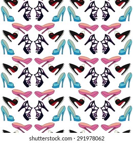 Fashion seamless pattern with shoes