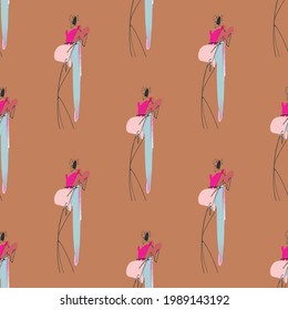 Fashion Seamless Pattern with Woman