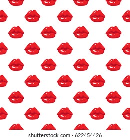 Fashion Seamless Pattern With Woman's Mouths Face Expressions: Pursed Lips. Hand Drawn Vector Art On White Background.