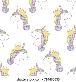 Fashion seamless print. Pattern with unicorn.