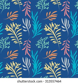 Fashion seamless vector pattern, background branches leaves