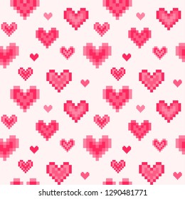 Fashion seamless wallpaper with geometric pink pulsing hearts print for wedding and Valentines day