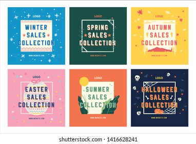 Fashion season sale social media post collection template
