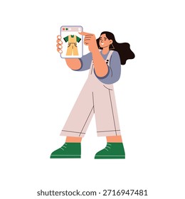 Moda Selfie ilustración de concepto de personaje de Vector plano. 