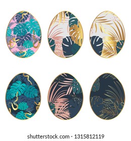 Fashion set of easter eggs