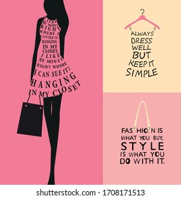 Fashion set with quotes for design. Vector illustration