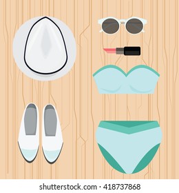 Fashion set vector. Beachwear set. 