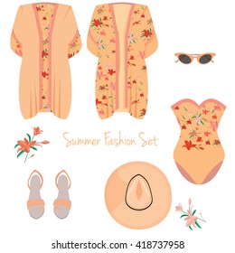 Fashion set vector. Summer fashion set. 