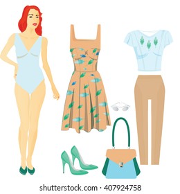 Fashion set. Vintage clothes vector.