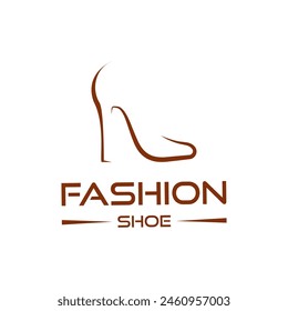 Fashion Shoe Logo Design Template With High Heel Shoe. Women's Stylized  high heel shoe logo icon emblem template , elegant ladies shoe logo design.