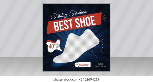 Fashion shoes brand product Social media banner post template, Shoe ad Banner Design, Sneaker special sale square web banner	