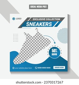 Fashion shoes product sale social media banner post. Fashion shoes collection sale for social media post template