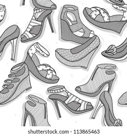 Fashion shoes seamless pattern for girls