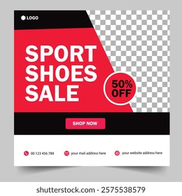 Fashion shoes social media banner or post template design. shoes brand product Social media post template design.