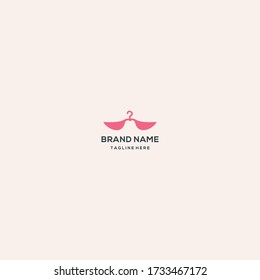 Fashion shop logo - Sweet ping shirts and Clothes hanger logo vector design.