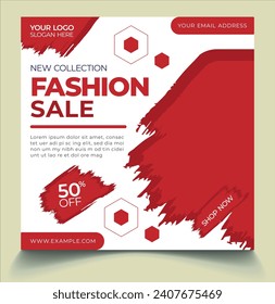 Fashion shop sale social media Instagram post template design vector