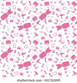 Fashion and shopping accessories icon pink pattern on white background