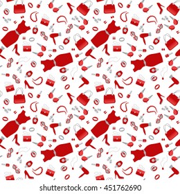 Fashion and shopping accessories icon red pattern on white background