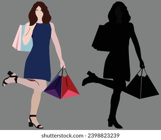  fashion shopping girl going to market 