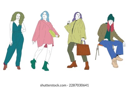 Fashion shopping girls with beautiful colors vector illustration 